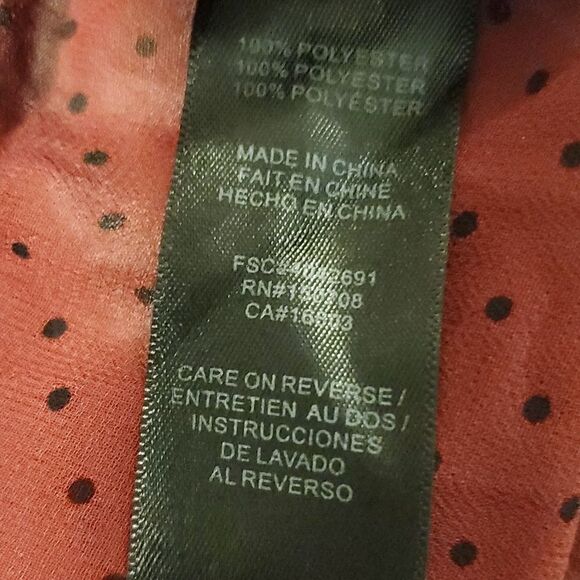 Signature Collection womens 2X red & black polka dot sheer button down b… - Picture 4 of 8